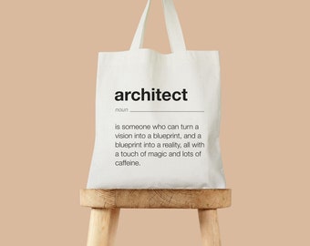 Definition Architect Canvas Tote Bag for Architect & Architecture lovers and Architect Students, Gift for Architect Teacher