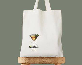 Martini Name Tote Bag Beach, Martini Bachelorette Party, Bridesmaids Gift, Bridal Party Tote Bag, Bachelorette Gift Bag Bridal Shower Bag