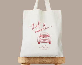 That's Amore Wedding Tote Bag, Personalized Wedding Tote, Italian Wedding Welcome Gift, Destination Wedding Tote, Italy Ciao Welcome Bags