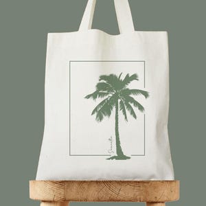 Custom Palm Tree Tote Bag, Personalized Palm Tree Wedding Bag, Aesthetic Tropical Canvas Tote, Summer Travel Gift for Women and Girls