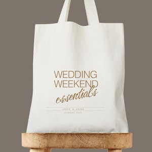Wedding Weekend Essentials Tote Bag, Personalized Wedding Bag, Custom Spanish Wedding Welcome Gift, Destination Wedding Tote, Welcome Bag