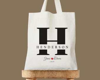 Bolsa de mano personalizada con inicial para él y para ella, bolsa de mano con nombre personalizado para novios, bolsa de regalo de boda, bolsa de mano de compromiso para parejas