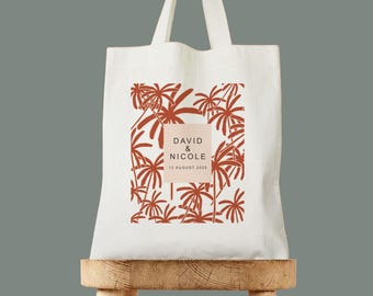 Palm Tree Name Tote Bag, Desert Welcome Bag, Custom Wedding Tote, Tropical Bachelorette Party Gift, Custom Destination Wedding Favor Guests