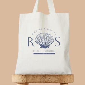 Beach Wedding Tote Bag, Personalized Wedding Initial Tote, Custom Wedding Welcome Gift, Destination Wedding Welcome Bag Guest Favor Tote Bag