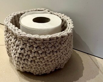 Storage basket // Bathroom basket // Changing table basket // Round crochet basket
