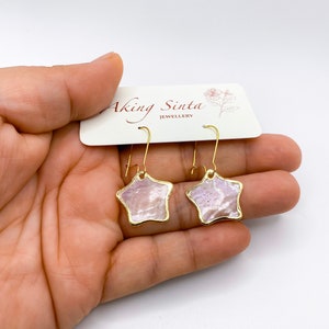 Gold-Lined Star Capiz Shell Earrings: 18K Gold Plated