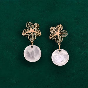 Sampaguita Filigree Studs with Dainty Capiz Shell Charm | Real Platinum or 18K Gold Plated | Nickel-Free | Filipino Gift | Minimal | Pinay