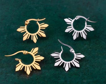 Philippine Sun Hoop Earrings | Stainless Steel | Araw | Filipino | Minimalist | Pinoy | Pinay | Waterproof