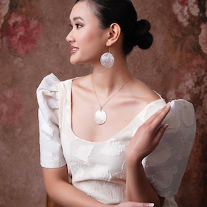 Statement Gold Lined Capiz Shell Necklace Coastal Bold Shell Jewelry