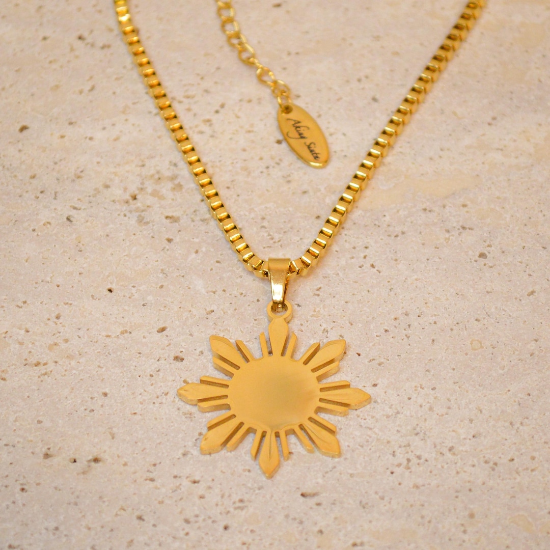 Chunky Philippine Sun Necklace | 18K Gold PVD Coated Stainless Steel or ...