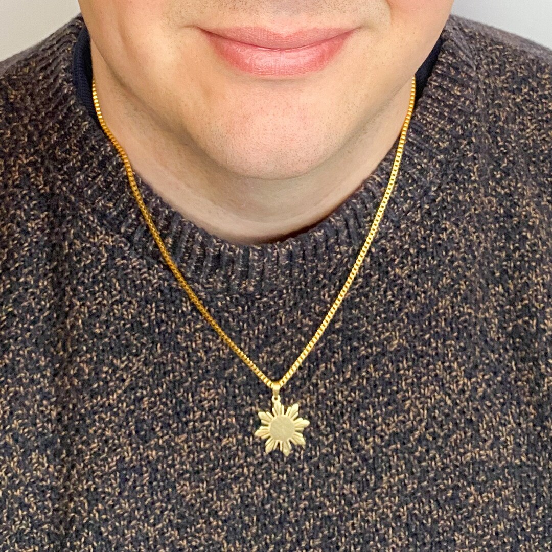 Chunky Philippine Sun Necklace 18K Gold PVD Coated Stainless Steel or ...