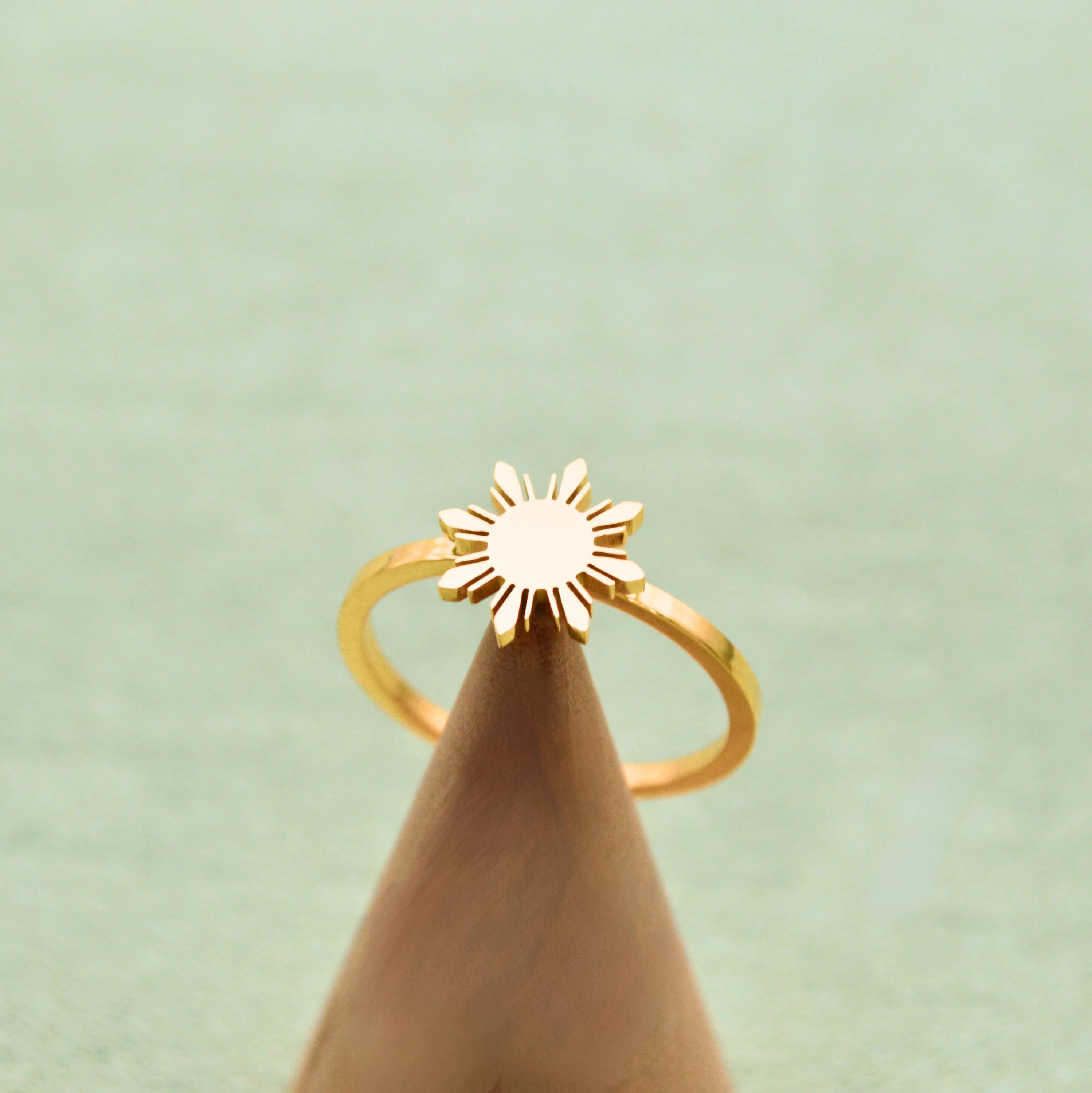 Araw Adjustable Ring – Philippine Sun Design in 18K Gold Plated ...