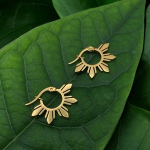 Araw Hoop Earrings – Philippine Sun Design in 18K Gold Plated Stainless Steel