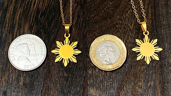 Philippine Sun Necklace | 18K Gold Plated Stainless Steel | Araw | Filipino | Minimalist | Pinoy | Pinay | Waterproof | Nickel & Lead-Free