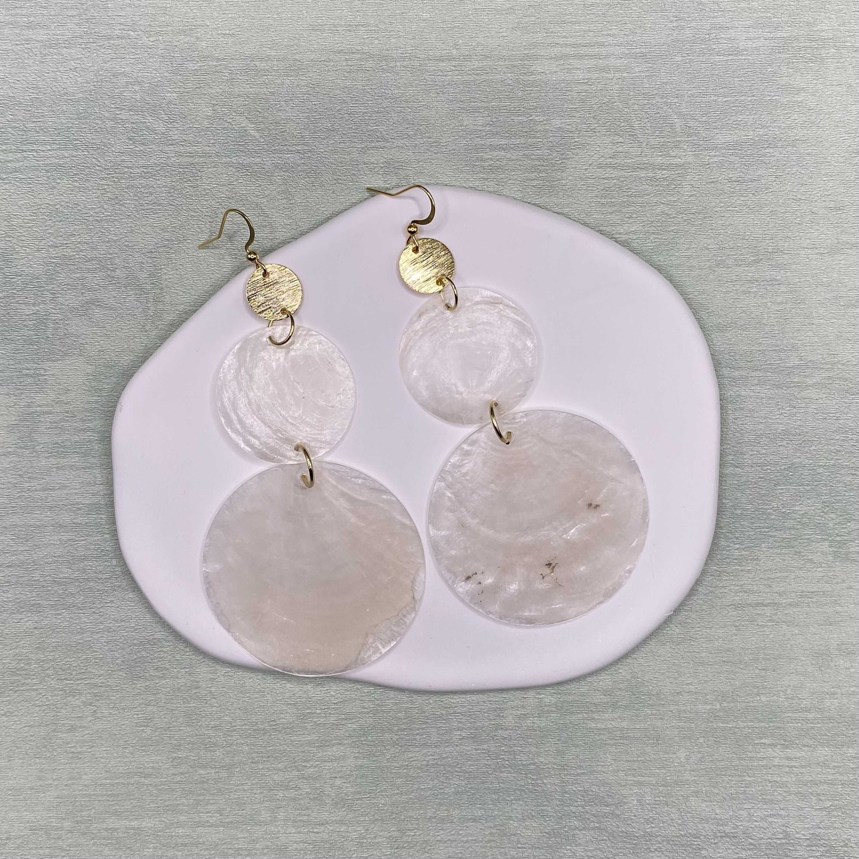 Statement Double Capiz Shell Drop Earrings – Handmade Filipino Coastal ...