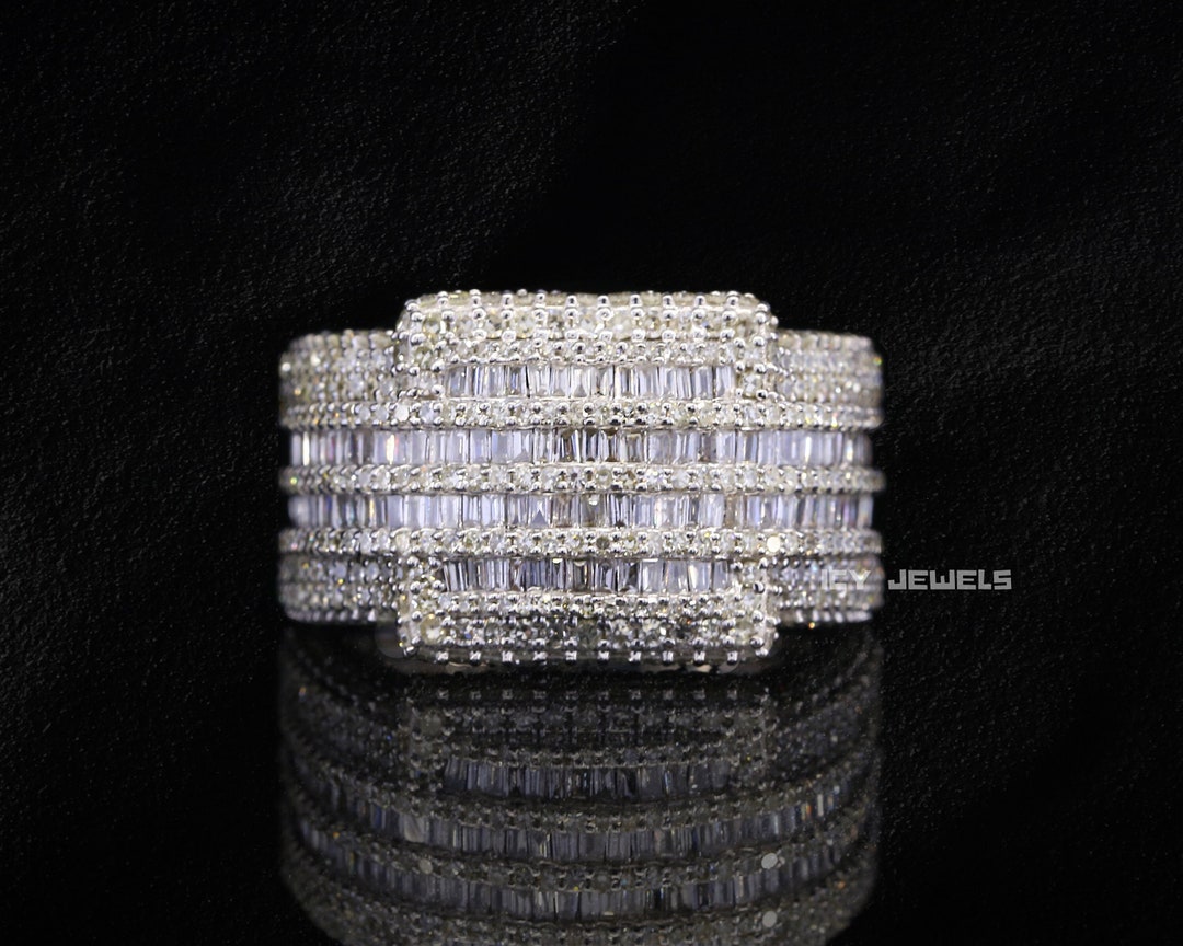 Iced Out Championship Ring for Men 10K White Gold Rapper Wide Etsy