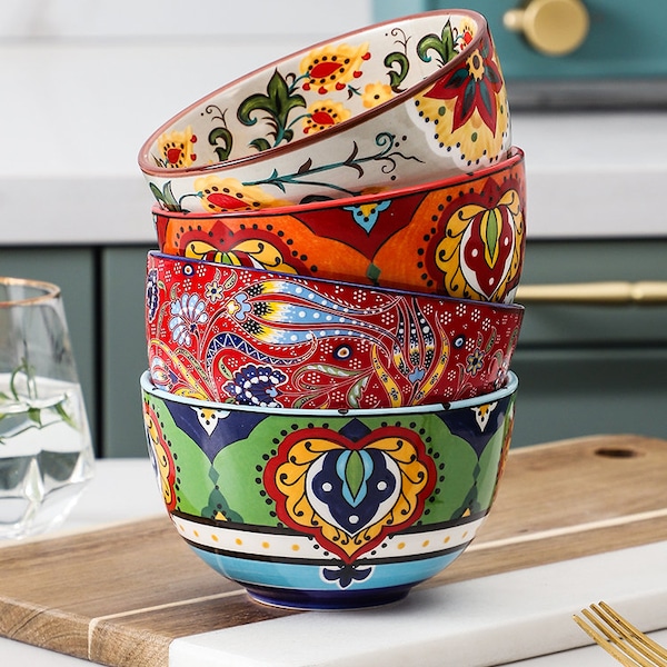 Bohemian style household creative personality ceramic bowl