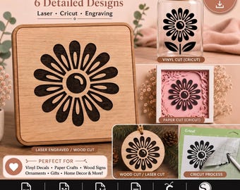 Paquete de archivos SVG de margaritas - Diseños botánicos, archivo de corte para Cricut