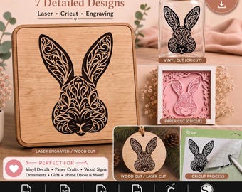 Paquete de archivos SVG de conejito de Pascua - Diseños florales, archivo de corte para Cricut