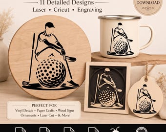 Paquete de archivos SVG de golf - Diseños para Silhouette, archivo de corte para Cricut