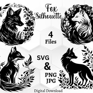Collezione Enchanting Fox SVG: perfetta per taglio laser, Cricut, temi di caccia e decorazioni forestali. Licenza commerciale inclusa!