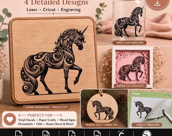 Paquete de archivos SVG de unicornios - Diseños de fantasía, archivo de corte para Cricut