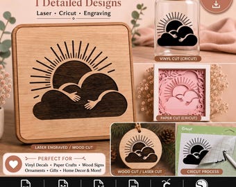 SVG de Sol y Nube - Archivo de corte y clipart estilo boho