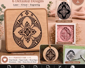 Paquete de archivos SVG de huevos de Pascua - Diseños florales, archivo de corte para Cricut