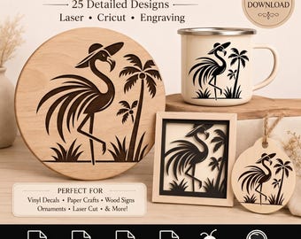 Paquete de archivos SVG de flamencos - Diseños tropicales, archivo de corte para Cricut