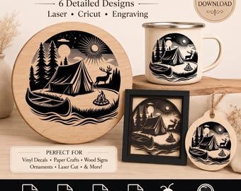 Paquete de archivos SVG para acampar - Diseños Silhouette, archivo de corte Cricut