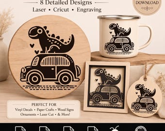 Paquete de archivos SVG de dinosaurios - Diseños para Silhouette, archivo de corte para Cricut