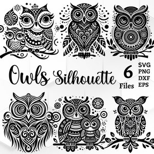 Ensemble hibou SVG, oiseau mignon SVG : parfait pour la gravure, la découpe au laser et tout autre bricolage. Licence commerciale incluse !