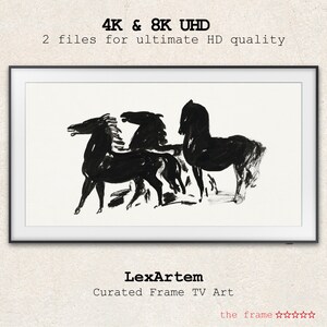 Samsung Frame TV Art, &quot;Three Black Horses&quot;, Frame TV Art, Wall Art, Digital Download, Gestel
