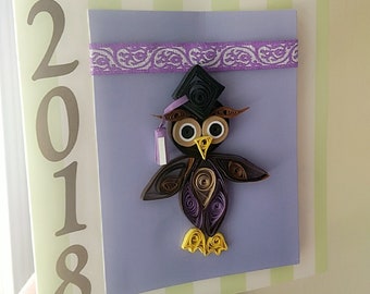 Quilled Graduation Owl Greeting Card – Handmade 3D Paper Art, Wise ...