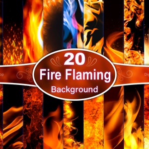 Fire Flame Backgrounds: 20 JPG Overlays, Wallpaper (Digital Download)