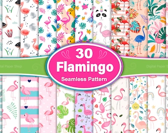Flamingo Seamless Pattern, Flamingo Pattern, Flamingo Digital Paper, Exotic Bird Pattern, Flamingo Background, Birds Seamless Pattern
