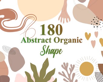 Abstract Organic Shapes Clipart: Boho Collage Elements (180 PNG)
