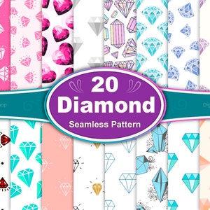Diamond Seamless Pattern, Diamonds Pattern, Diamond Digital Papers, Wedding Patterns, Crystal Diamond Pattern, Gemstones Seamless Pattern
