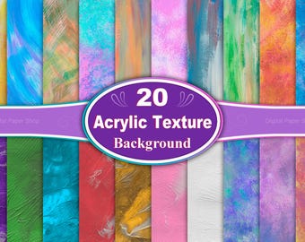 Abstract Acrylic Texture Backgrounds: 20 Painted Digital Papers (JPG)
