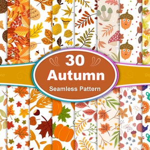 Autumn Seamless Pattern, Autumn Pattern, Autumn Digital Papers, Autumn Fall Leaves Patterns, Autumn Prints, Autumn Printable Scrapbook Paper