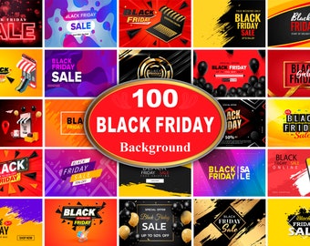 Black Friday Backgrounds: 100 Social Media Templates (EPS, JPG)