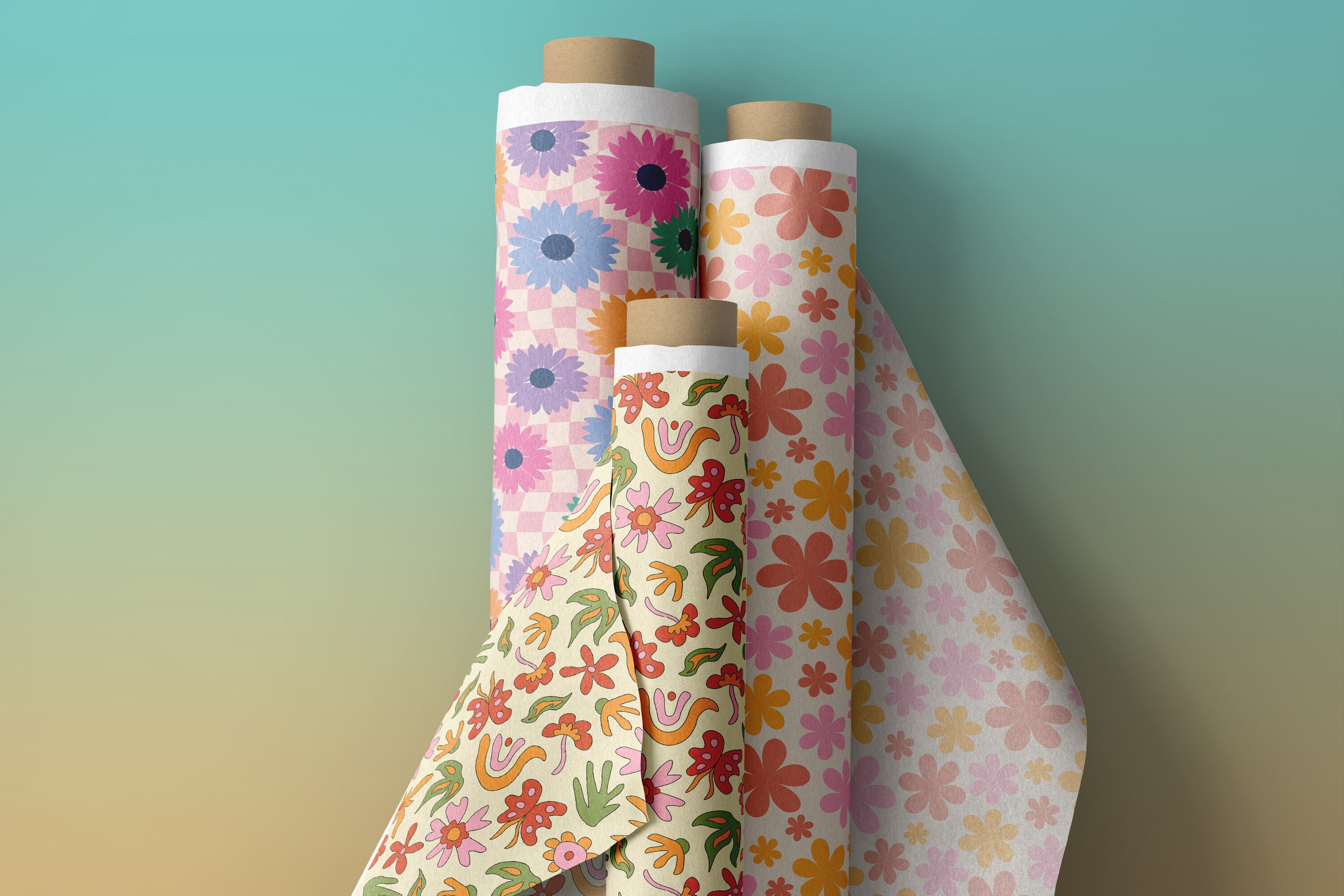 Groovy Flower Seamless Pattern: Retro Floral Digital Paper (30 JPG ...