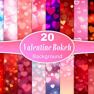 Bokeh Valentine Digital Paper, Bokeh Valentine Background, Heart Bokeh Digital Paper, Pink Bokeh Background, Bokeh Wallpaper, Red Bokeh