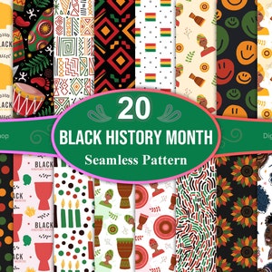 Black History Month Seamless Patterns: Cultural Designs (Digital Download)
