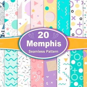 Memphis Musterdesign, Memphis Muster, Memphis Digitales Papier, Abstraktes Memphis Muster, Geometrisches Muster, 80er Jahre Muster, 90er Jahre Muster