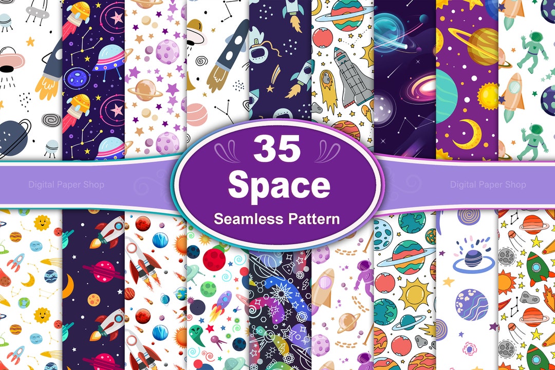 Space Seamless Pattern, Space Pattern, Space Digital Paper, Astronaut ...