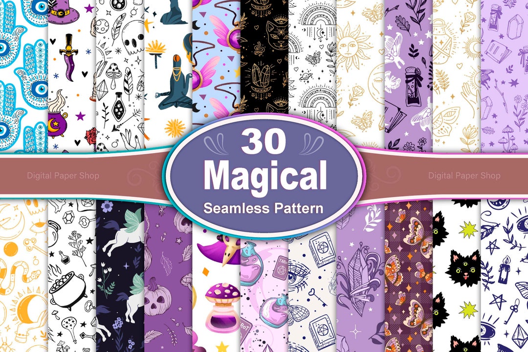Magical Seamless Pattern Bundle: Celestial Mystic Designs (digital ...