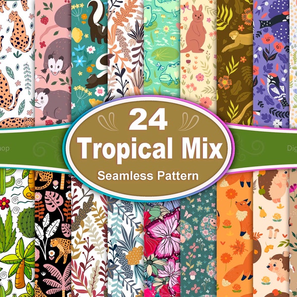 Tropical seamless pattern, Tropical pattern, Tropical Digital paper, Exotic Seamless Pattern, Abstract Exotic Pattern, Exotic Digital Paper