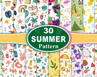 Summer Fruits Seamless Pattern: Tropical Digital Paper (30 JPG Files)