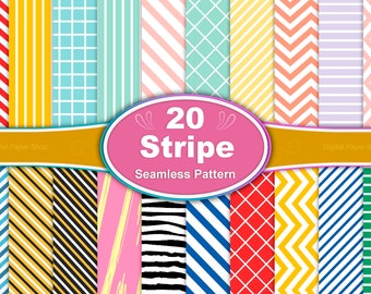 Colorful Stripe Seamless Pattern Bundle (Digital Paper)